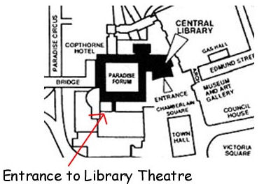 map showing Library Theatre